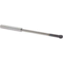 Accupro - 1/4" Diam, 0.213" LOC, 4 Flute Solid Carbide Ball End Mill - nACo Finish, Single End, 4" OAL, 1/4" Shank Diam, Undercutting - Eagle Tool & Supply