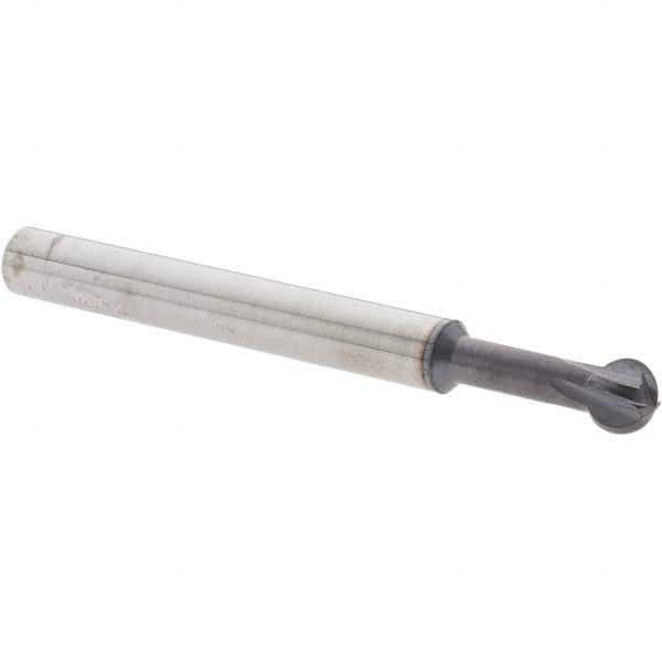 Accupro - 1/4" Diam, 0.213" LOC, 4 Flute Solid Carbide Ball End Mill - nACo Finish, Single End, 2-1/2" OAL, 1/4" Shank Diam, Undercutting - Eagle Tool & Supply