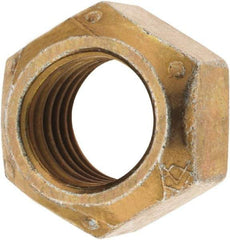 Made in USA - 7/8-14 Grade C Hex Lock Nut with Distorted Thread - Zinc Yellow with Wax Finish - Eagle Tool & Supply