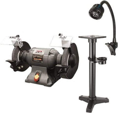 Jet - 10" Wheel Diam x 1" Wheel Width, 1-1/2 hp Grinder - 1" Arbor Hole Diam, 1 Phase, 1,720 Max RPM, 115 Volts - Eagle Tool & Supply