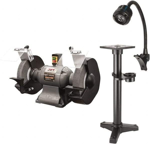 Jet - 12" Wheel Diam x 1" Wheel Width, 2 hp Grinder - 1-1/4" Arbor Hole Diam, 1 Phase, 1,720 Max RPM, 230 Volts - Eagle Tool & Supply