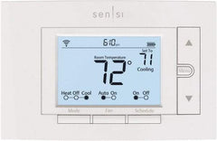 White-Rodgers - 50 to 99°F, 4 Heat, 2 Cool, Digital Programmable Wi-Fi Universal Thermostat - 20 to 30 Volts, 1.77" Inside Depth x 1.77" Inside Height x 5-1/4" Inside Width, Horizontal Mount - Eagle Tool & Supply