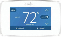 White-Rodgers - 50 to 99°F, 4 Heat, 2 Cool, Touch Screen Programmable Wi-Fi Universal Thermostat - 20 to 30 Volts, 1-1/4" Inside Depth x 1.77" Inside Height x 5-1/4" Inside Width, Horizontal Mount - Eagle Tool & Supply