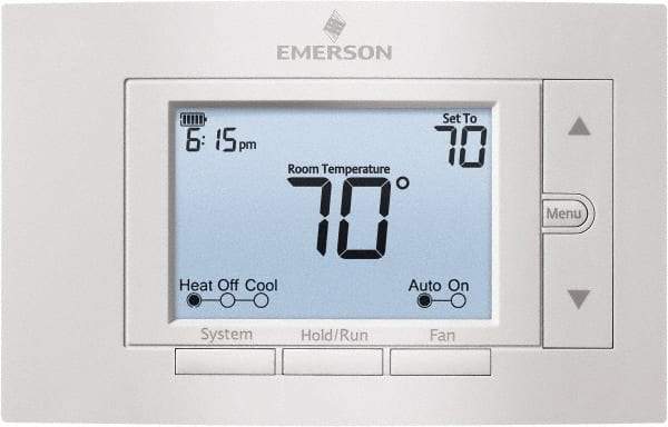 White-Rodgers - 50 to 99°F, 4 Heat, 2 Cool, Digital Nonprogrammable Multi-Stage Thermostat - 20 to 30 Volts, 1.77" Inside Depth x 1.77" Inside Height x 5-1/4" Inside Width, Horizontal Mount - Eagle Tool & Supply