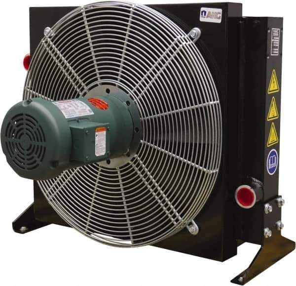 AKG Thermal Systems - 2" SAE 4 Bolt Flange, 1 Fan Mount, Liquid-To-Air Aluminum Brazed Process Equipment Heat Exchanger - Oil Cooler, Ethylene Glycol/Water Mixture Cooler, 30.19" High x 37.01" Wide x 23.3" Deep, 250°F Max - Eagle Tool & Supply