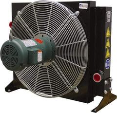 AKG Thermal Systems - SAE #20, 1 Fan Mount, Liquid-To-Air Aluminum Brazed Process Equipment Heat Exchanger - Oil Cooler, Ethylene Glycol/Water Mixture Cooler, 24.03" High x 25.59" Wide x 16.75" Deep, 250°F Max - Eagle Tool & Supply