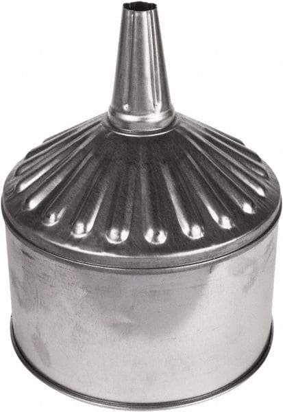 Funnel King - 8 Qt Capacity Galvanized Steel Funnel - 9-5/8" Mouth OD, 1" Tip OD, 3-1/2" Straight Spout, Silver - Eagle Tool & Supply