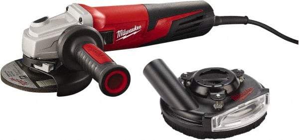 Milwaukee Tool - 5" Wheel Diam, 11,000 RPM, Corded Angle & Disc Grinder - 5/8-11 Spindle, 120 Volts, 13 Amps - Eagle Tool & Supply