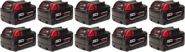 Milwaukee Tool - 18 Volt Lithium-Ion Power Tool Battery - 5 Ahr Capacity, 1 hr Charge Time, Series M18 XC RED - Eagle Tool & Supply