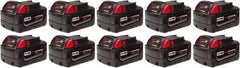 Milwaukee Tool - 18 Volt Lithium-Ion Power Tool Battery - 5 Ahr Capacity, 1 hr Charge Time, Series M18 XC RED - Eagle Tool & Supply