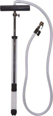 LiquiTube - 12.8 Strokes per Gal, 1/8" Outlet, 0.46 GPM, Aluminum, Brass, PVC & Plastic Hand Operated Drum Pump - 10 oz per Stroke, 22-1/4" OAL, For 5 Gal Drums, For Tire Sealants - Eagle Tool & Supply