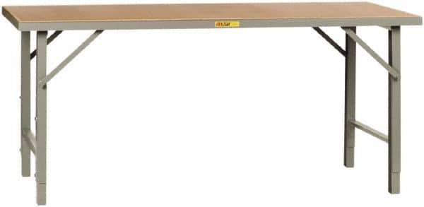 Little Giant - 84 Wide x 36" Deep x 28-1/4" High, Hardboard on Steel Heavy-Duty Folding Leg Table - Adjustable Height Legs, Gray - Eagle Tool & Supply