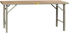 Little Giant - 84 Wide x 36" Deep x 28-1/4" High, Hardboard on Steel Heavy-Duty Folding Leg Table - Adjustable Height Legs, Gray - Eagle Tool & Supply