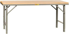 Little Giant - 72 Wide x 30" Deep x 30" High, Butcher Block Heavy-Duty Folding Leg Table - Adjustable Height Legs, Gray - Eagle Tool & Supply