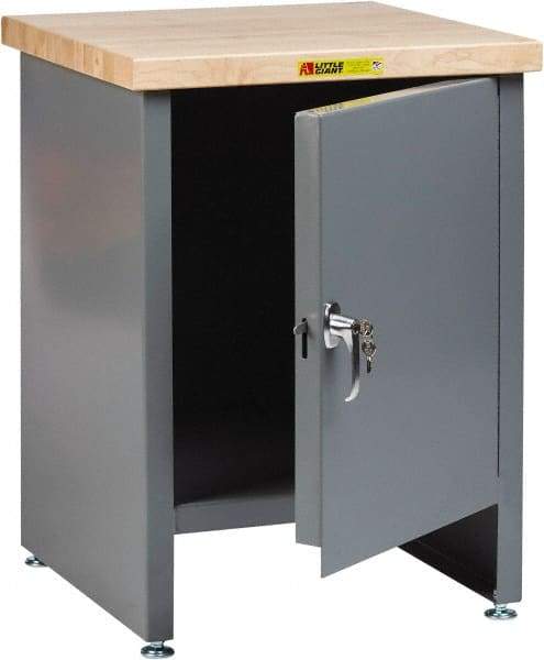 Little Giant - 24 Wide x 24" Deep x 34" High, Butcher Block Compact Work Center Cabinet - Fixed Legs With Adjustable Height Glides, Gray - Eagle Tool & Supply