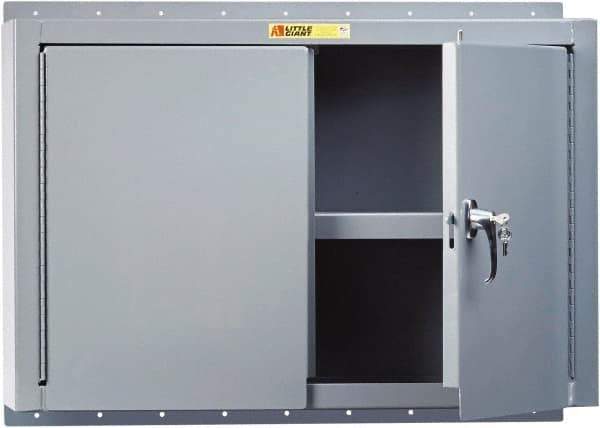Little Giant - 2 Shelf Wall Storage Cabinet - Steel, 48" Wide x 10" Deep x 24" High, Gray - Eagle Tool & Supply