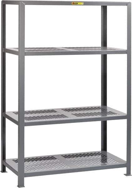 Little Giant - 4 Shelf Starter Open Steel Shelving - 6,000 Lb Capacity, 60" Wide x 72" High x 30" Deep, Gray - Eagle Tool & Supply