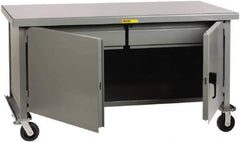 Little Giant - 3,600 Lb Capacity, 2 Shelf, 2 Drawer, 2 Door Mobile Heavy-Duty Workbench Cabinet - 72" Wide x 36" Deep x 37-1/2" High, Steel, Gray - Eagle Tool & Supply