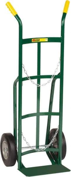 Little Giant - 800 Lb Capacity 47" OAH Cylinder Hand Truck - 8 x 14" Base Plate, Dual Handle, Steel, Flat-Free Microcellular Foam Wheels - Eagle Tool & Supply