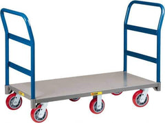 Little Giant - 3,600 Lb Capacity Steel 6-Wheeled Platform Truck - Steel Deck, 36" OAW, 60" Platform Length x 9" Platform Height, Polyurethane Casters - Eagle Tool & Supply