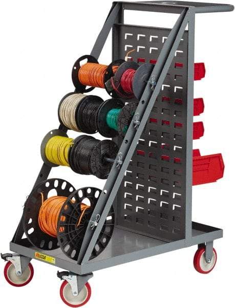Little Giant - 600 Lb Capacity, 18" Wide x 32" Long x 46-1/4" High Wire Spool Cart - 1 Shelf, Steel, Polyurethane Casters - Eagle Tool & Supply