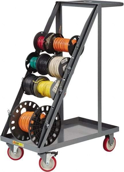 Little Giant - 600 Lb Capacity, 18" Wide x 32" Long x 46-1/4" High Wire Spool Cart - 1 Shelf, Steel, Polyurethane Casters - Eagle Tool & Supply