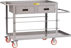 Little Giant - 1,200 Lb Capacity, 24" Wide x 54" Long x 35" High Wire Spool Cart - 2 Drawer, 2 Shelf, Steel, Polyurethane Casters - Eagle Tool & Supply