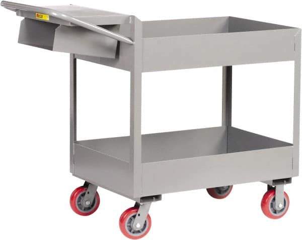 Little Giant - 3,600 Lb Capacity, 24" Wide x 52" Long x 41" High Deep Shelf Cart - 2 Shelf, Steel, Polyurethane Casters - Eagle Tool & Supply
