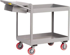 Little Giant - 3,600 Lb Capacity, 18" Wide x 46" Long x 41" High Deep Shelf Cart - 2 Shelf, Steel, Polyurethane Casters - Eagle Tool & Supply