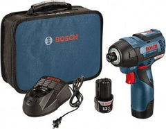 Bosch - 12 Volt, 1/4" Drive, 975 In/Lb Torque, Cordless Impact Driver - 2600 RPM, 2 Lithium-Ion Batteries Included - Eagle Tool & Supply