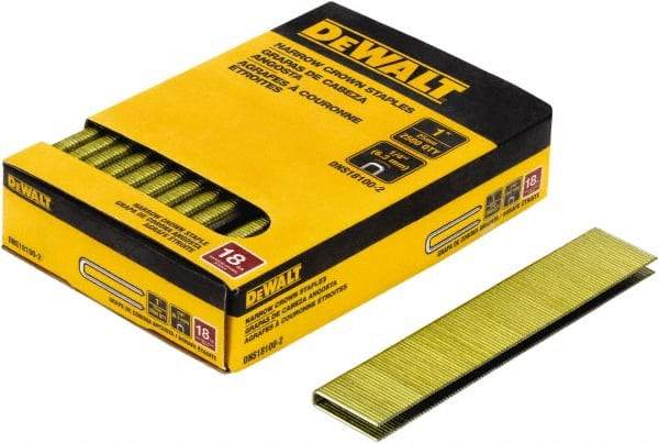 DeWALT - 1" Long x 1/4" Wide, 18 Gauge Crowned Construction Staple - Steel, Copper Finish, Chisel Point - Eagle Tool & Supply