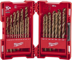 Milwaukee Tool - 1/16 to 1/2", 135° Point, Bright Finish, Cobalt Maintenance Length Drill Bit Set - Eagle Tool & Supply