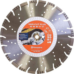 Husqvarna - 18" Diam, 25/32 & 1" Arbor Hole Diam, Continuous Edge Tooth Wet & Dry Cut Saw Blade - Diamond-Tipped, General Purpose Action, Standard Round Arbor - Eagle Tool & Supply