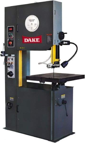 Dake - 26" Throat Capacity, Variable Speed Pulley Vertical Bandsaw - 50 to 415 & 550 to 5,000 SFPM, 3 hp, Three Phase - Eagle Tool & Supply