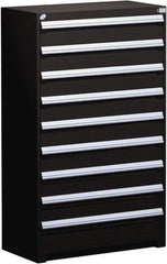 Rousseau Metal - 9 Drawer, Modular Storage Cabinet - Steel, 48" Wide x 27" Deep x 60" High, Black - Eagle Tool & Supply