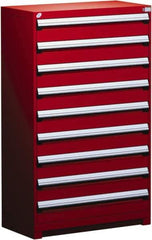 Rousseau Metal - 9 Drawer, Modular Storage Cabinet - Steel, 48" Wide x 27" Deep x 60" High, Flame Red - Eagle Tool & Supply