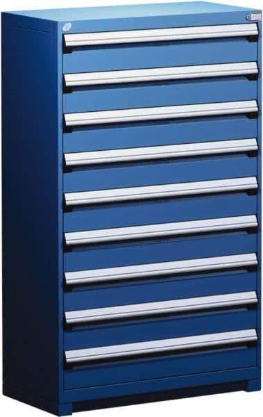 Rousseau Metal - 9 Drawer, Modular Storage Cabinet - Steel, 48" Wide x 27" Deep x 60" High, Avalanche Blue - Eagle Tool & Supply