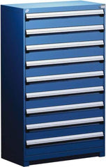 Rousseau Metal - 9 Drawer, Modular Storage Cabinet - Steel, 48" Wide x 27" Deep x 60" High, Avalanche Blue - Eagle Tool & Supply