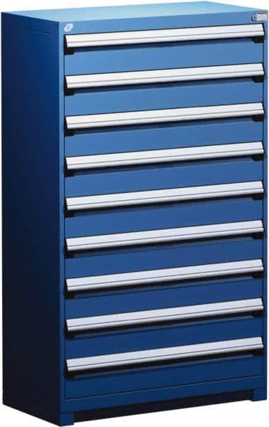 Rousseau Metal - 9 Drawer, Modular Storage Cabinet - Steel, 48" Wide x 24" Deep x 60" High, Avalanche Blue - Eagle Tool & Supply