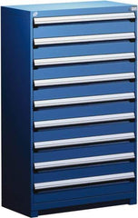 Rousseau Metal - 9 Drawer, Modular Storage Cabinet - Steel, 48" Wide x 24" Deep x 60" High, Avalanche Blue - Eagle Tool & Supply