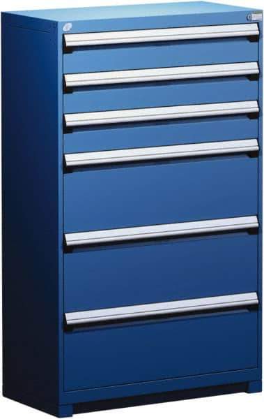 Rousseau Metal - 6 Drawer, Modular Storage Cabinet - Steel, 48" Wide x 27" Deep x 60" High, Avalanche Blue - Eagle Tool & Supply