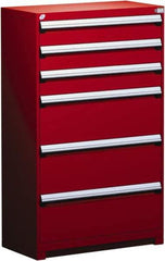 Rousseau Metal - 6 Drawer, Modular Storage Cabinet - Steel, 48" Wide x 24" Deep x 60" High, Flame Red - Eagle Tool & Supply