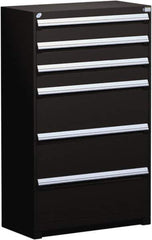 Rousseau Metal - 6 Drawer, Modular Storage Cabinet - Steel, 48" Wide x 24" Deep x 60" High, Black - Eagle Tool & Supply