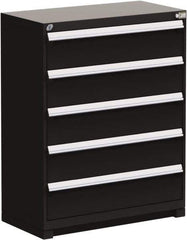Rousseau Metal - 5 Drawer, Modular Storage Cabinet - Steel, 48" Wide x 27" Deep x 46" High, Black - Eagle Tool & Supply