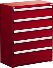 Rousseau Metal - 5 Drawer, Modular Storage Cabinet - Steel, 48" Wide x 27" Deep x 46" High, Flame Red - Eagle Tool & Supply