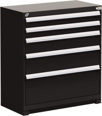 Rousseau Metal - 5 Drawer, Modular Storage Cabinet - Steel, 48" Wide x 27" Deep x 40" High, Black - Eagle Tool & Supply