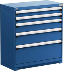 Rousseau Metal - 5 Drawer, Modular Storage Cabinet - Steel, 48" Wide x 27" Deep x 40" High, Avalanche Blue - Eagle Tool & Supply