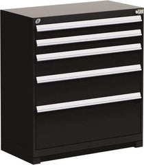 Rousseau Metal - 5 Drawer, Modular Storage Cabinet - Steel, 48" Wide x 24" Deep x 40" High, Black - Eagle Tool & Supply