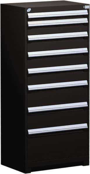 Rousseau Metal - 8 Drawer, Modular Storage Cabinet - Steel, 36" Wide x 24" Deep x 60" High, Black - Eagle Tool & Supply
