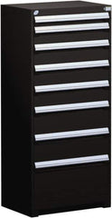 Rousseau Metal - 8 Drawer, Modular Storage Cabinet - Steel, 36" Wide x 24" Deep x 60" High, Black - Eagle Tool & Supply